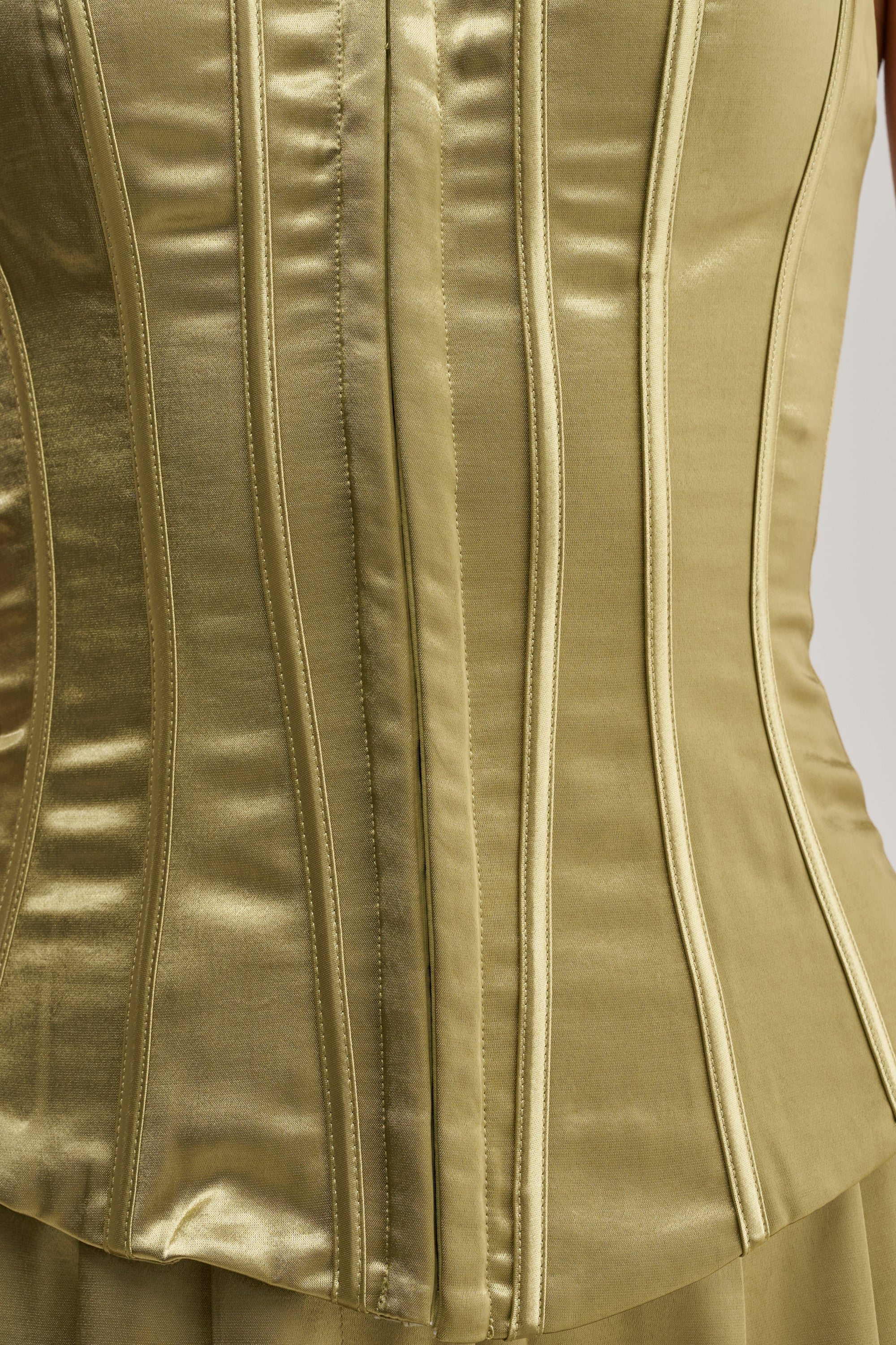 IRIS SATIN CORSET IN OLIVE