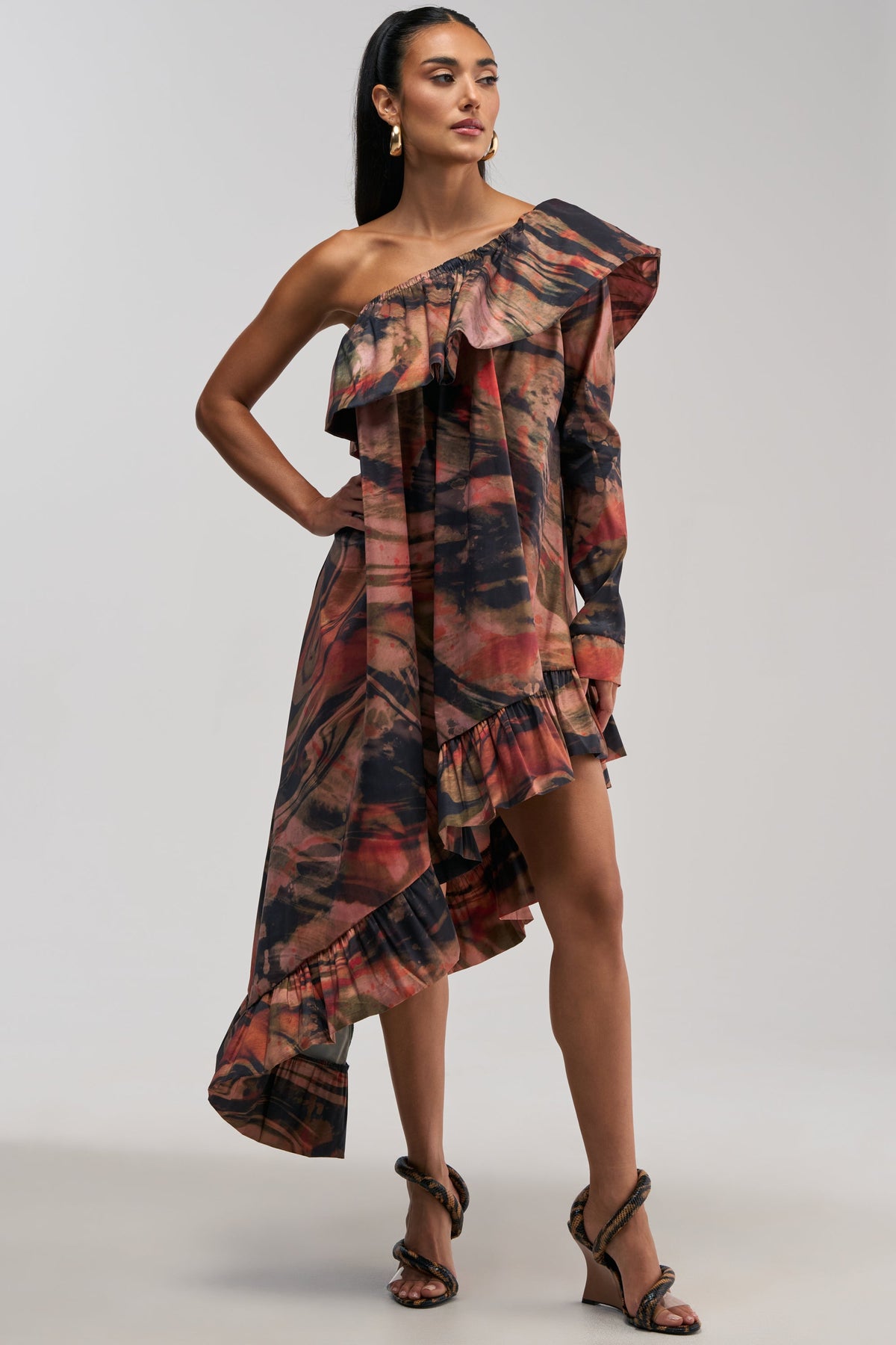 MOOD SWING PRINTED BUBBLE MINI DRESS