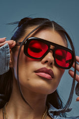 RED AND HOT SHIELD SUNGLASSES
