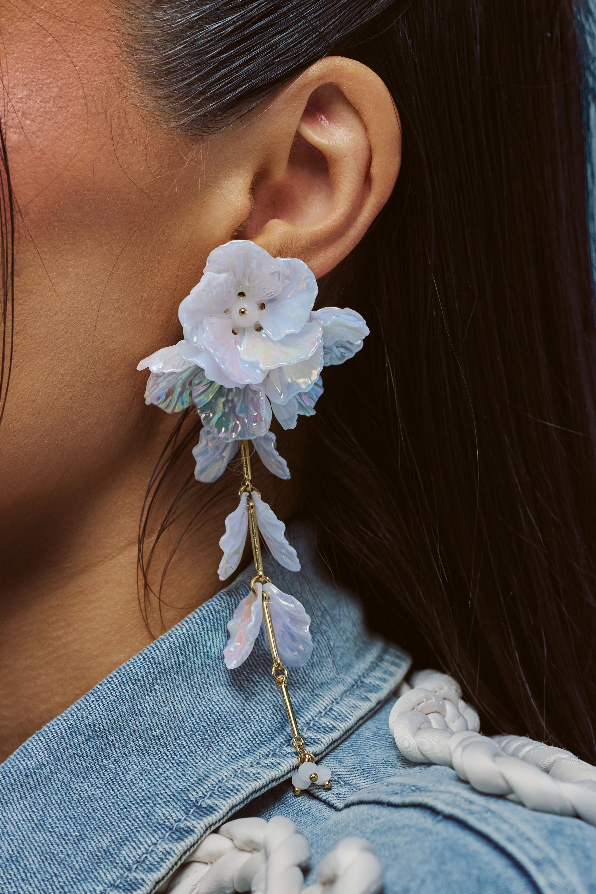 IRIDESCENT FLORAL EARRINGS