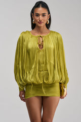 CLASSY AND CUTE CHIFFON MINI DRESS IN GREEN