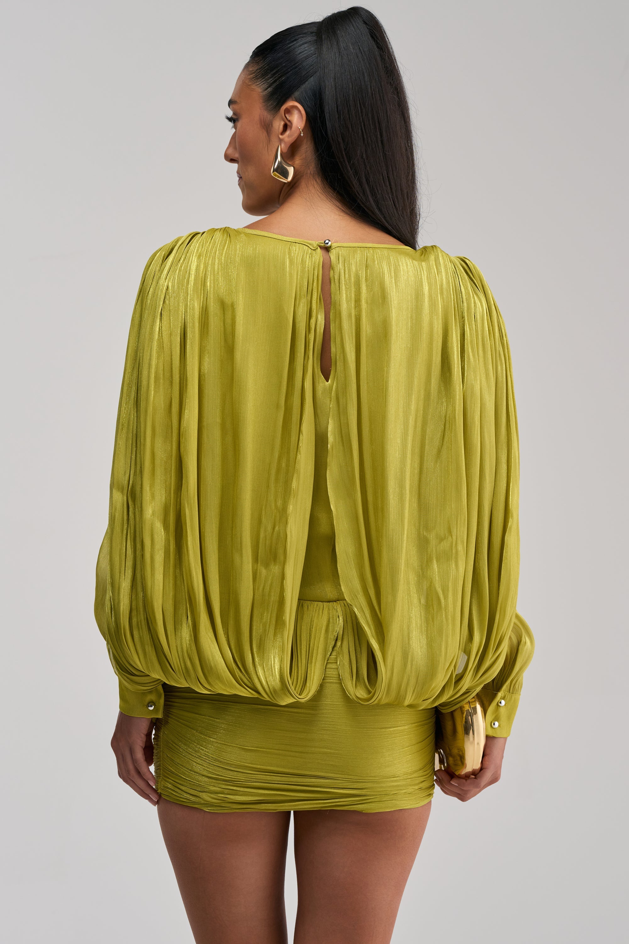 CLASSY AND CUTE CHIFFON MINI DRESS IN GREEN