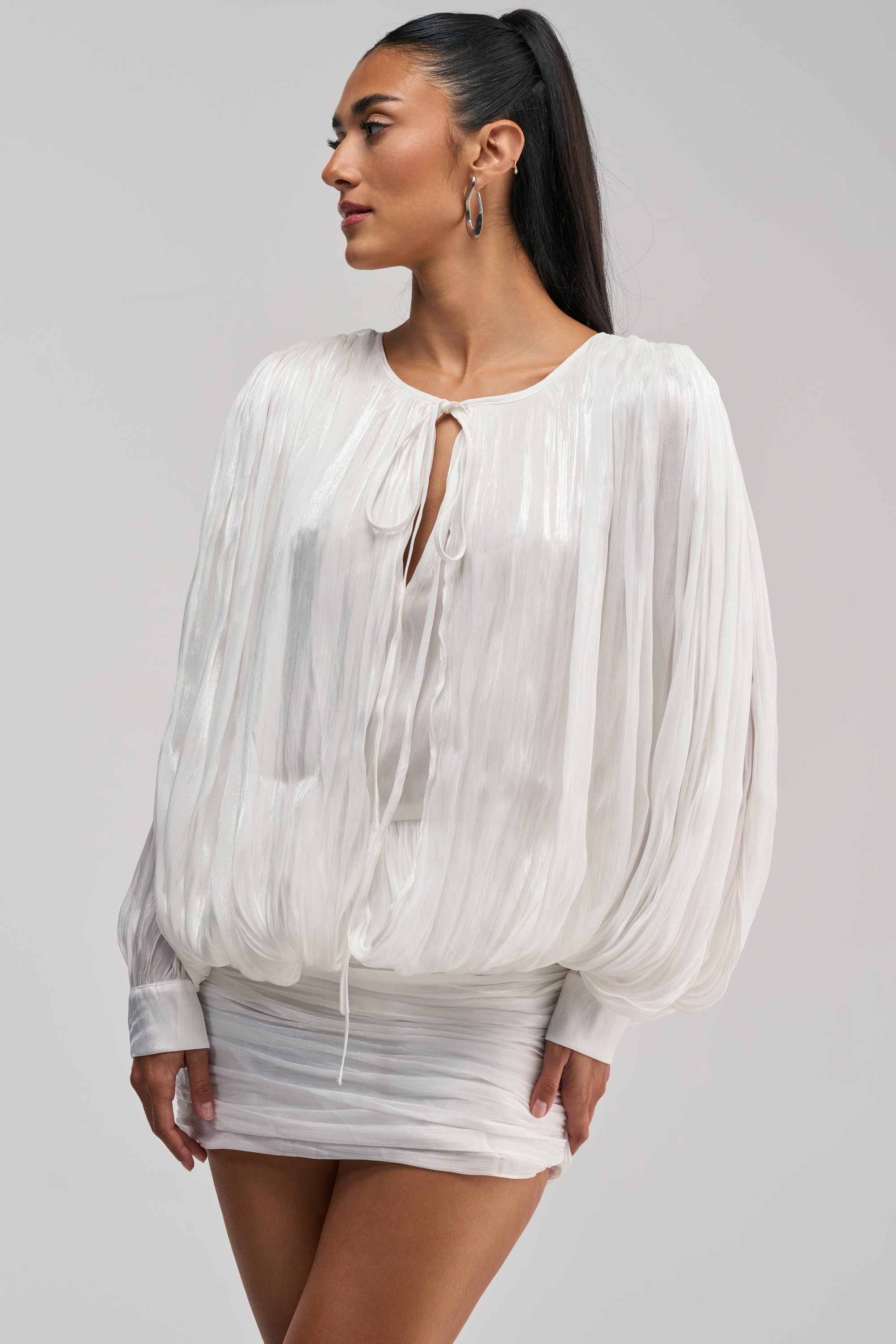 CLASSY AND CUTE CHIFFON MINI DRESS IN WHITE