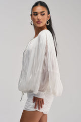 CLASSY AND CUTE CHIFFON MINI DRESS IN WHITE