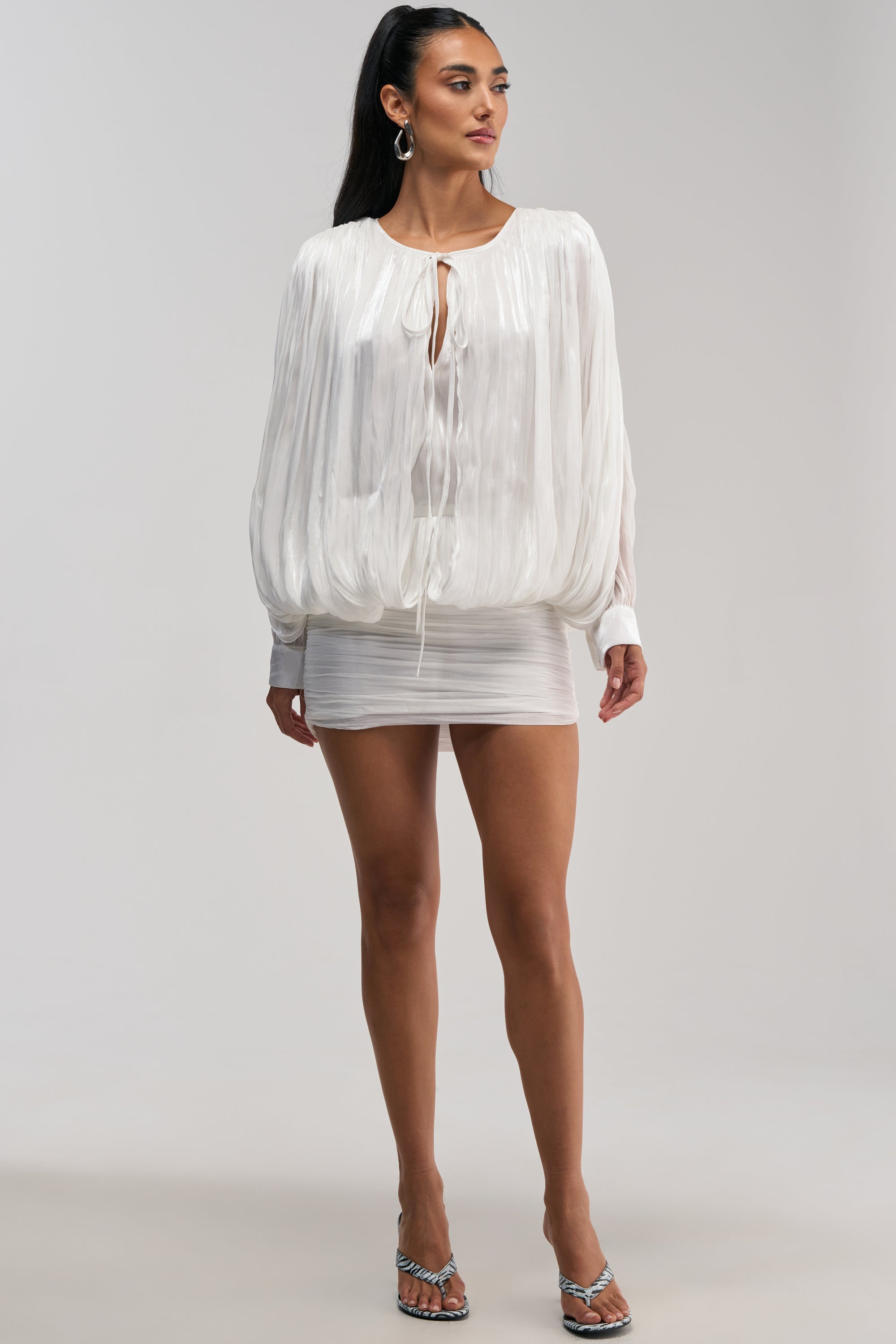 CLASSY AND CUTE CHIFFON MINI DRESS IN WHITE
