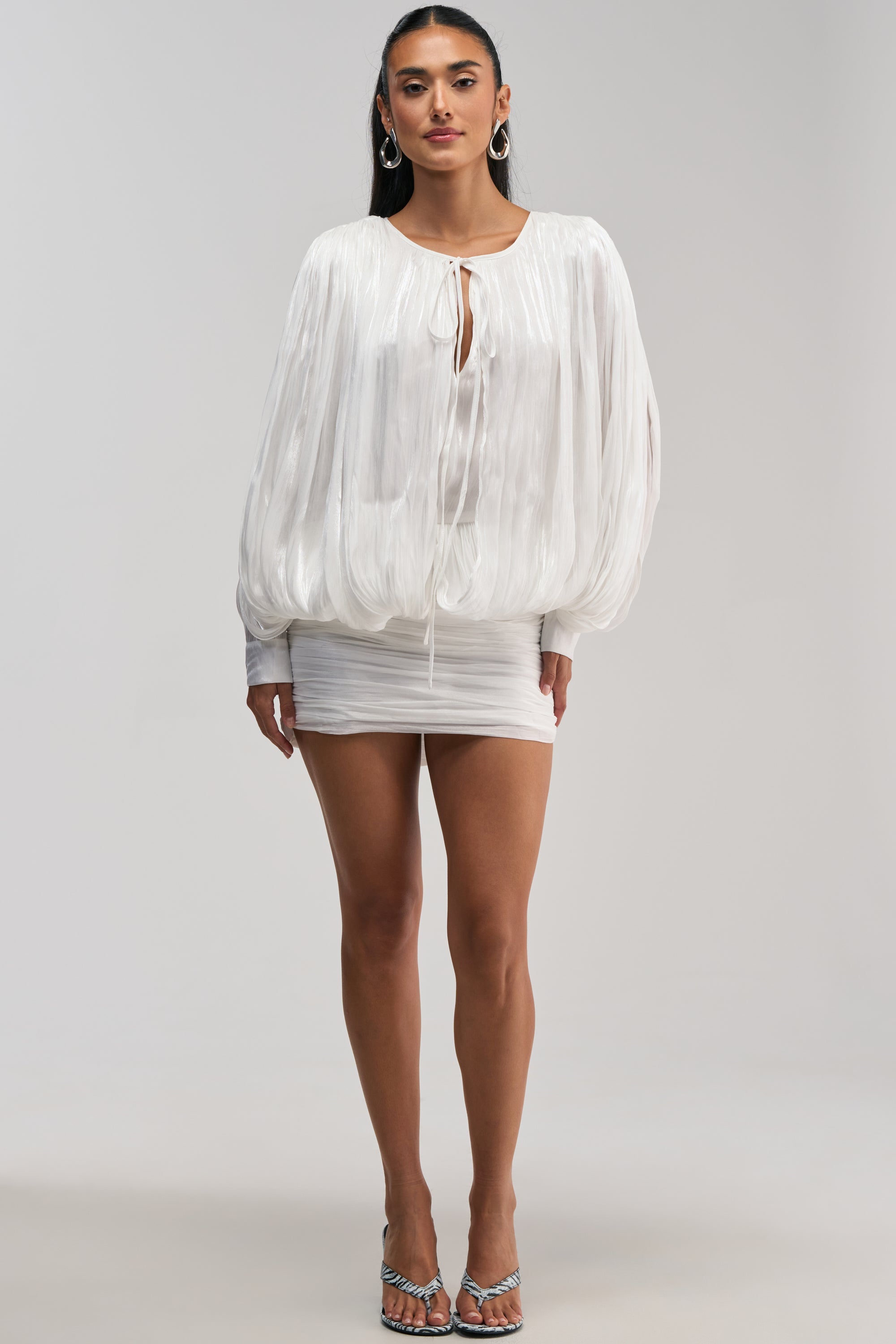 CLASSY AND CUTE CHIFFON MINI DRESS IN WHITE