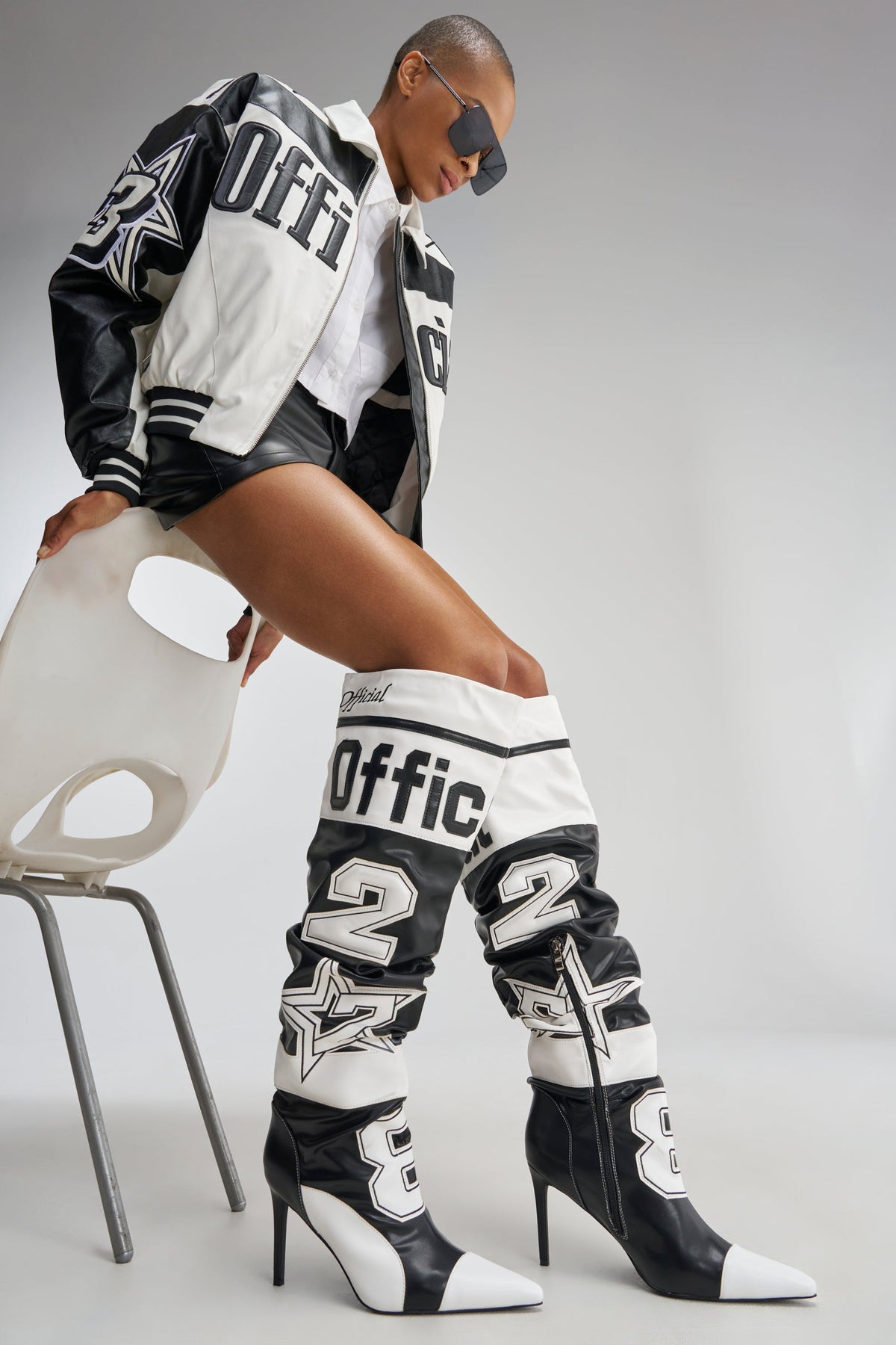 AKIRA GOLD HYPE COLOR BLOCKED SPORTY STILETTO BOOT