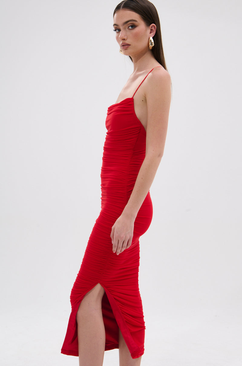 SHINE BRIGHT SLINKY MIDI DRESS