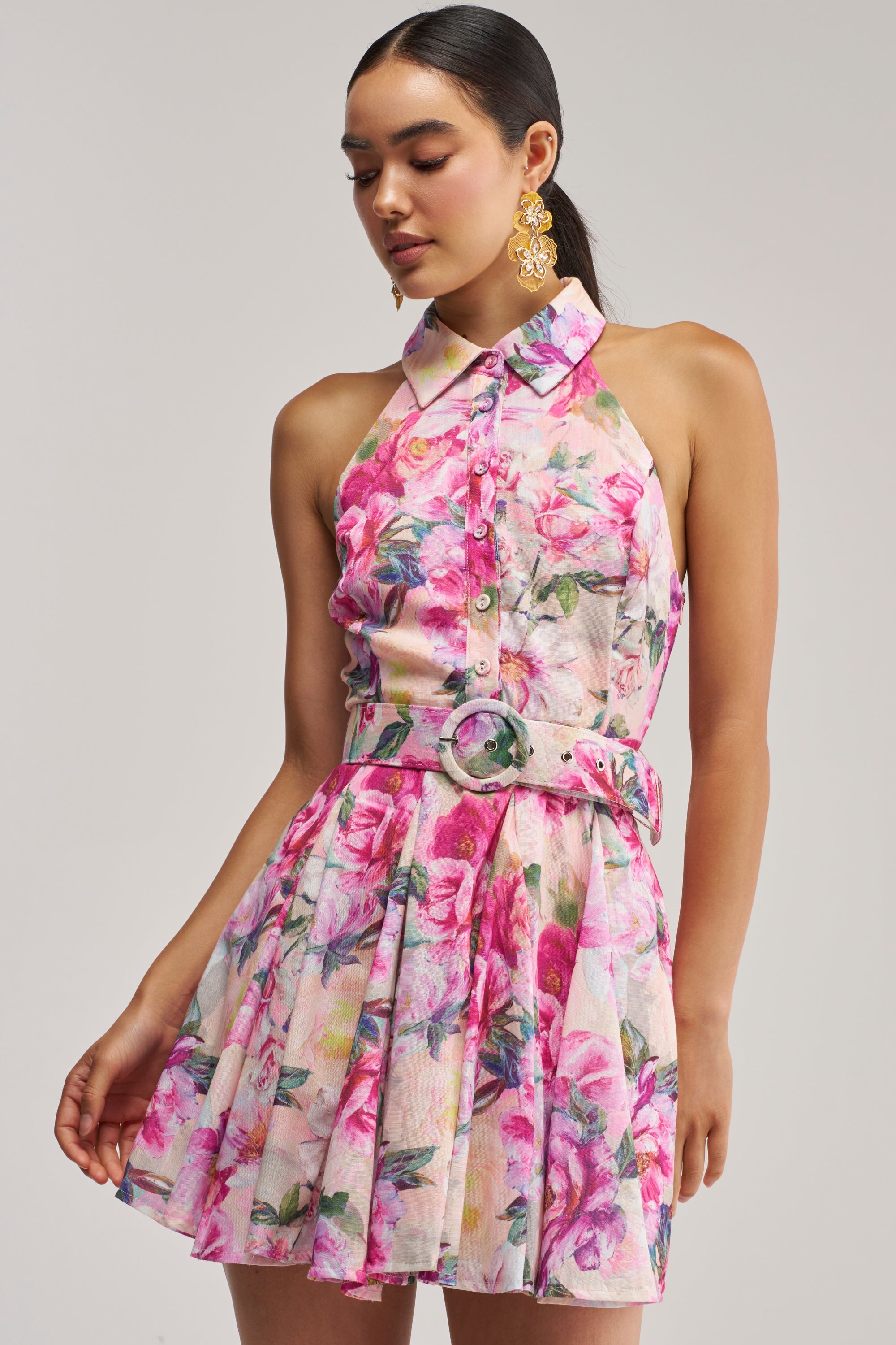 SHES A DIVA FLORAL MINI DRESS IN PINK MULTI