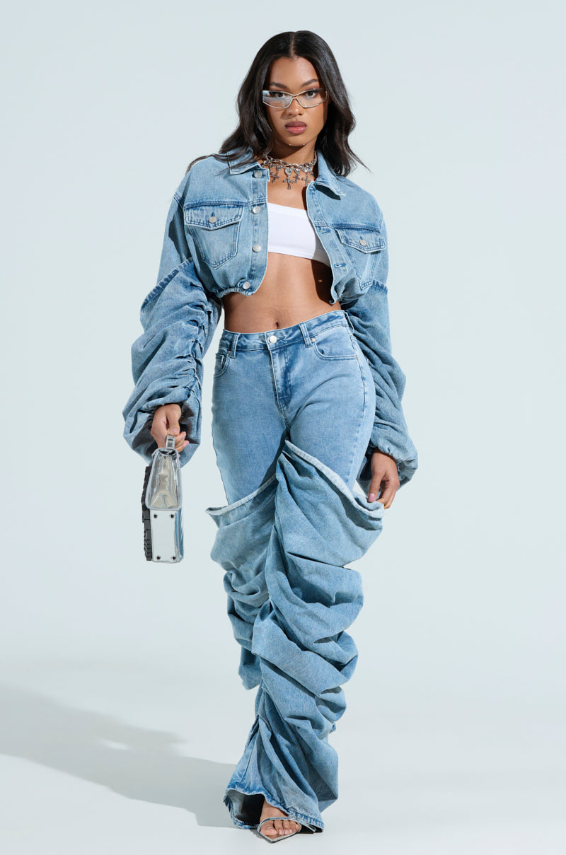 STACKED SLEEVE DENIM JACKET