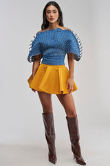BETTER BE NYLON SKIRT IN MUSTARD