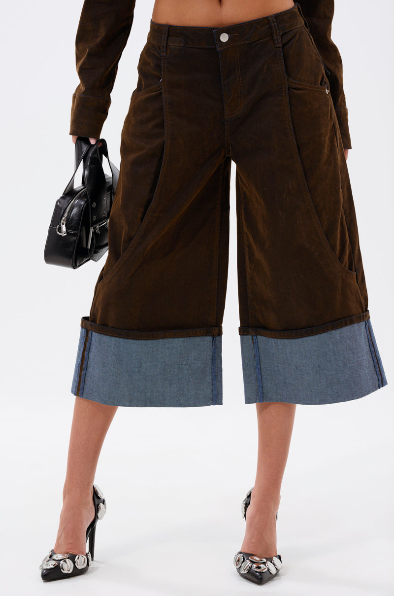 FALL VIBES VELVET BERMUDA SHORT