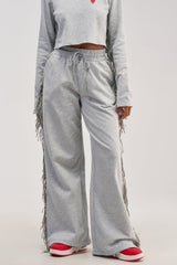 PLAYING CARDS WIDE LEG JOGGER IN HEATHER GREY