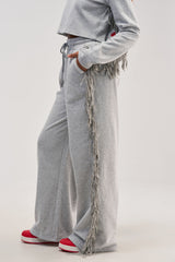 PLAYING CARDS WIDE LEG JOGGER IN HEATHER GREY