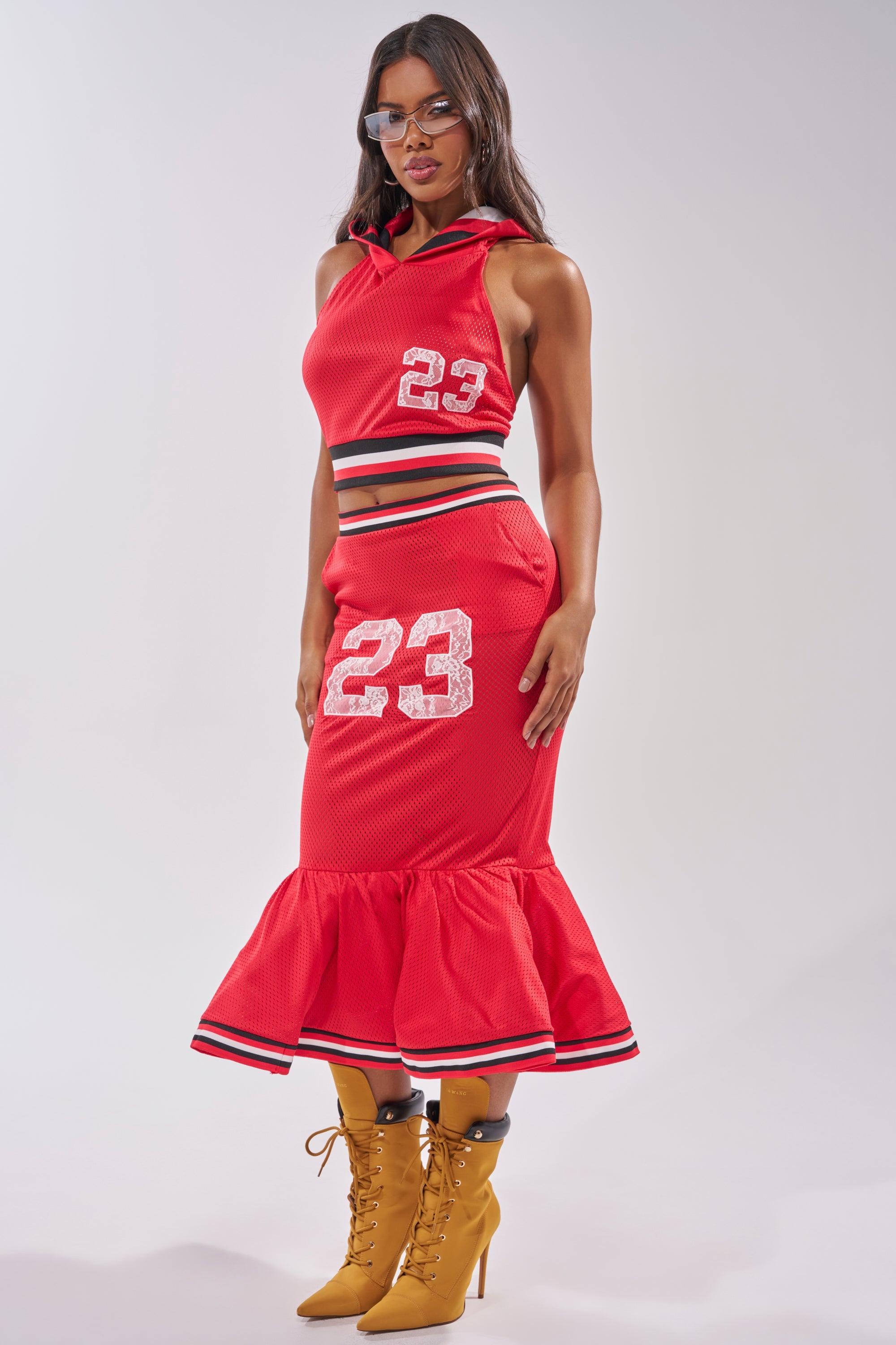 GAME CHANGER PEPLUM MIDI SKIRT