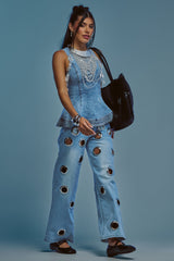 COOL GIRL ALERT DENIM WITH GROMMETS