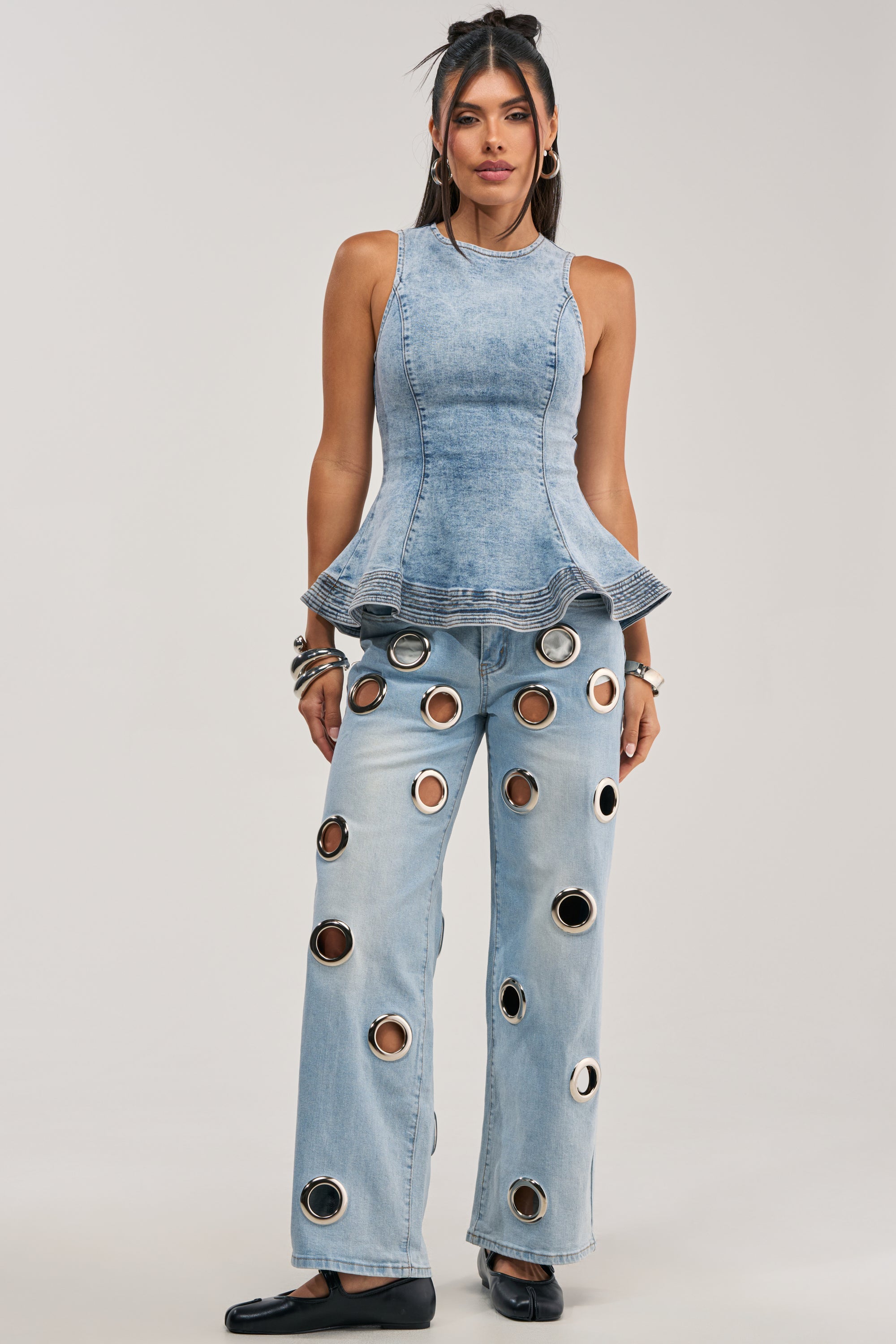COOL GIRL ALERT DENIM WITH GROMMETS