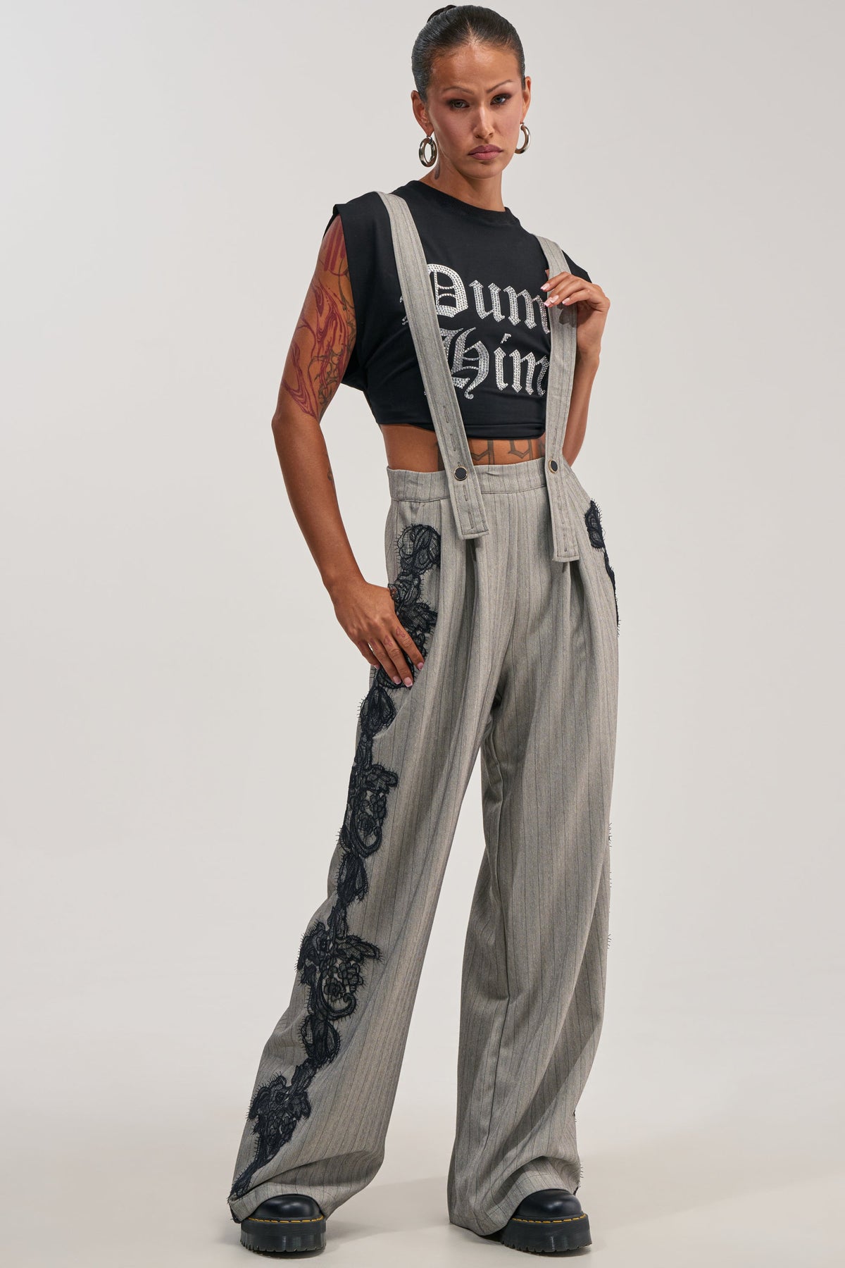 FOREVER FLAWLESS PINSTRIPE OVERALLS