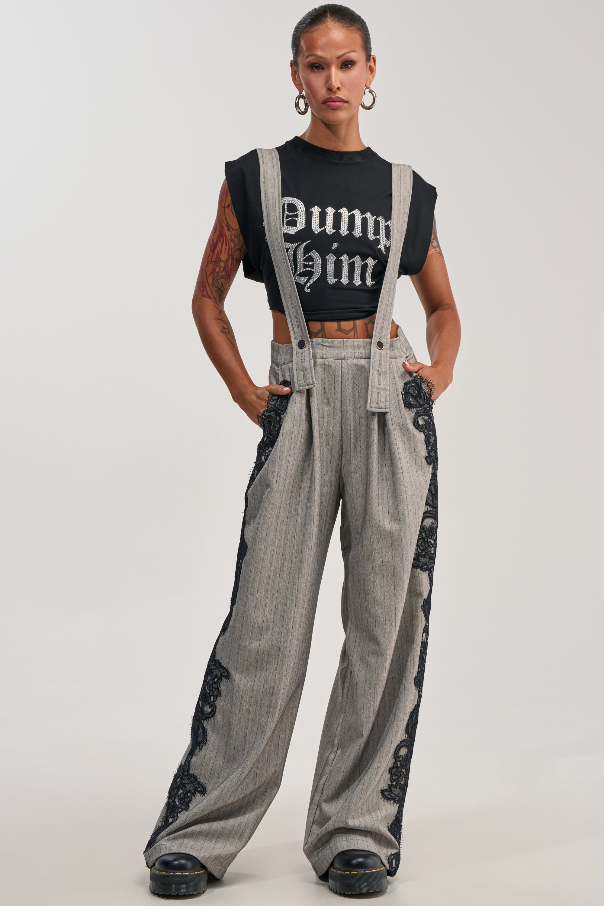 FOREVER FLAWLESS PINSTRIPE OVERALLS