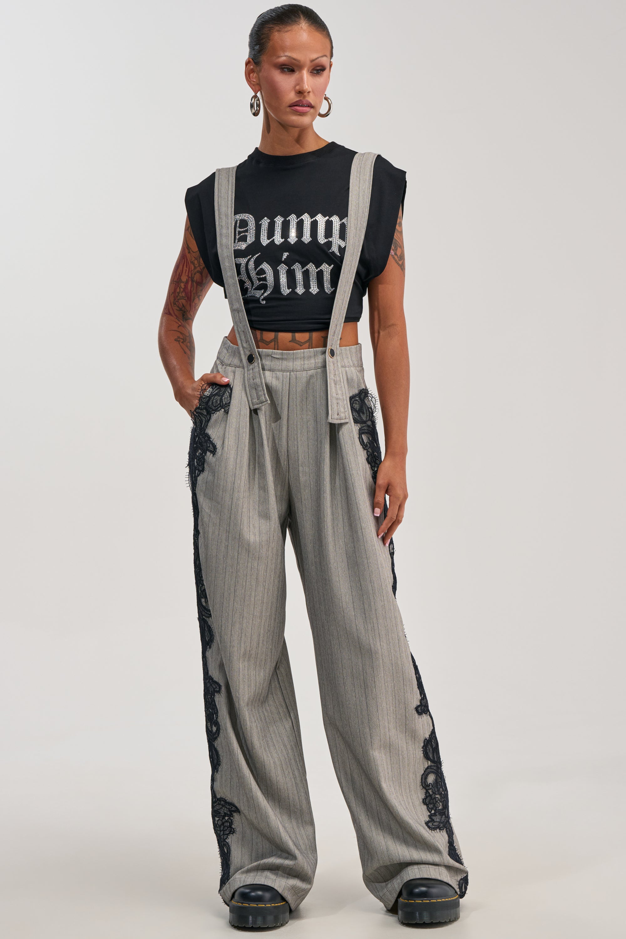 FOREVER FLAWLESS PINSTRIPE OVERALLS