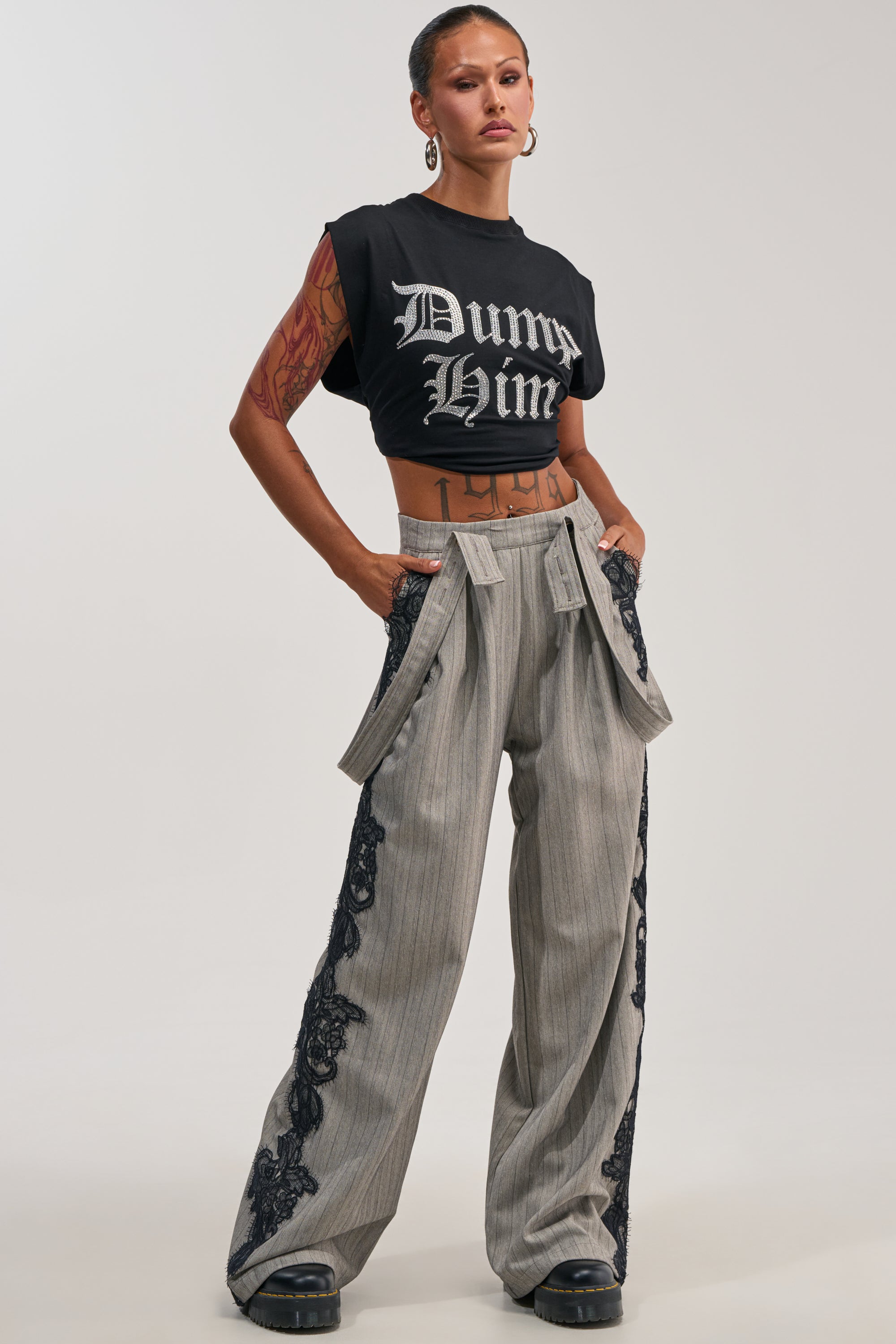 FOREVER FLAWLESS PINSTRIPE OVERALLS