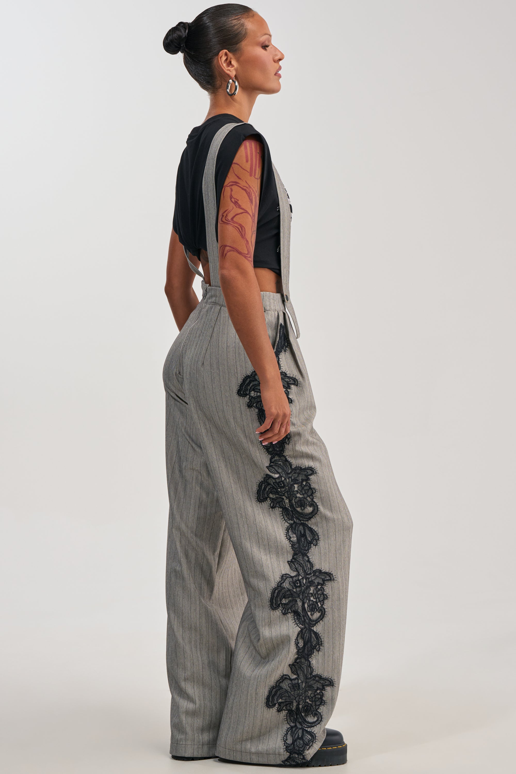 FOREVER FLAWLESS PINSTRIPE OVERALLS
