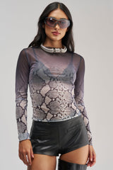 SNAKE EYES OMBRE MESH LONG SLEEVE TOP