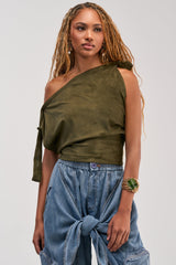 GOOD VIBES ONLY SUEDE OFF SHOULDER TOP