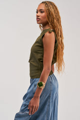 GOOD VIBES ONLY SUEDE OFF SHOULDER TOP