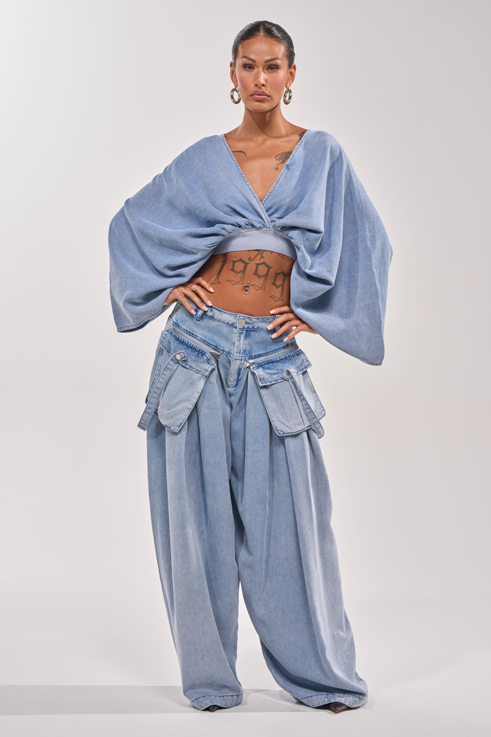 DRIFTING AWAY BLOUSE IN LIGHT BLUE DENIM