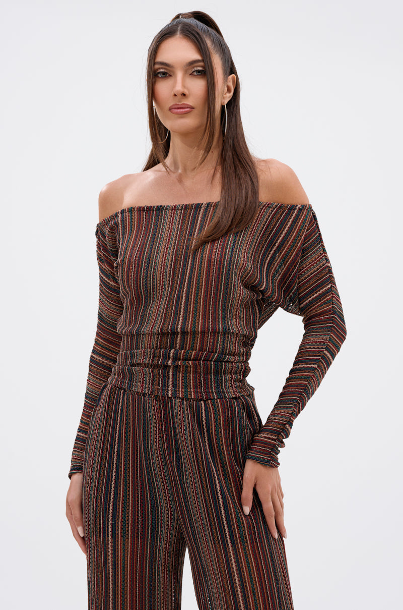 CANDICE STRIPE OFF THE SHOULDER BLOUSE