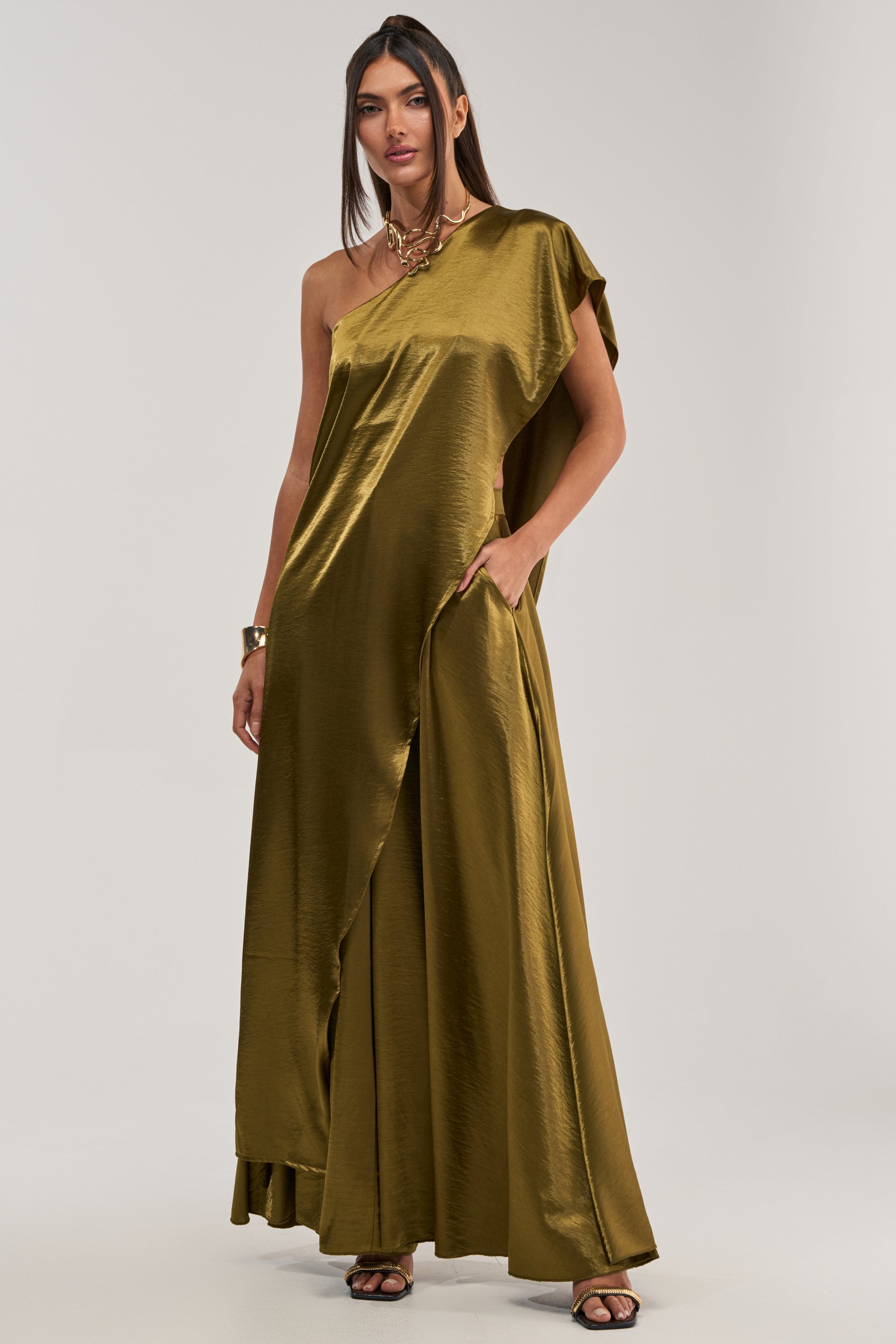 TRUE GODDESS GREEN PALAZZO PANT