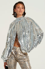 MASTERPIECE SEQUIN PUFF SLEEVE TOP
