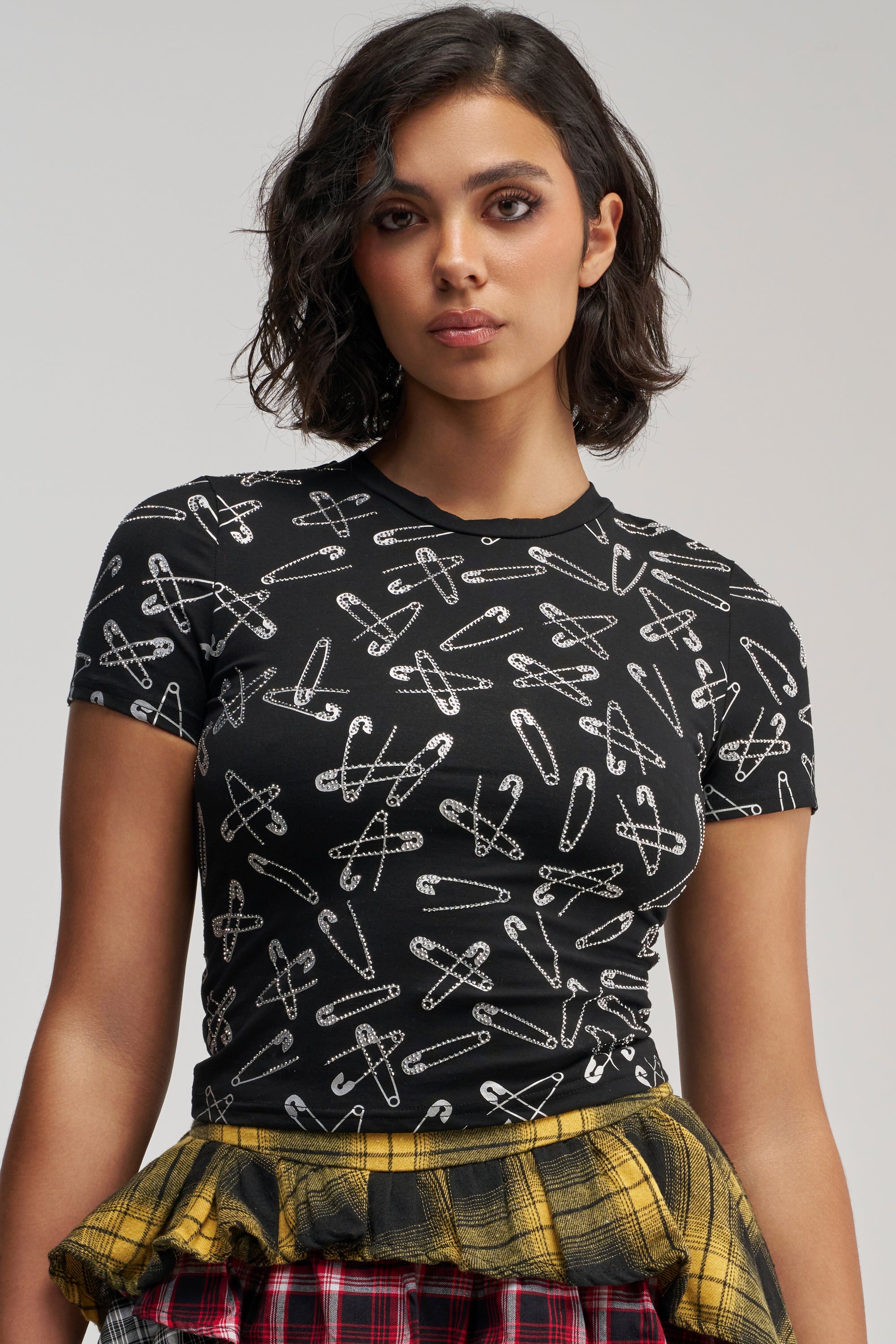 PROCEED WITH CAUTION RHINESTONE TEE