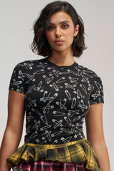 PROCEED WITH CAUTION RHINESTONE TEE