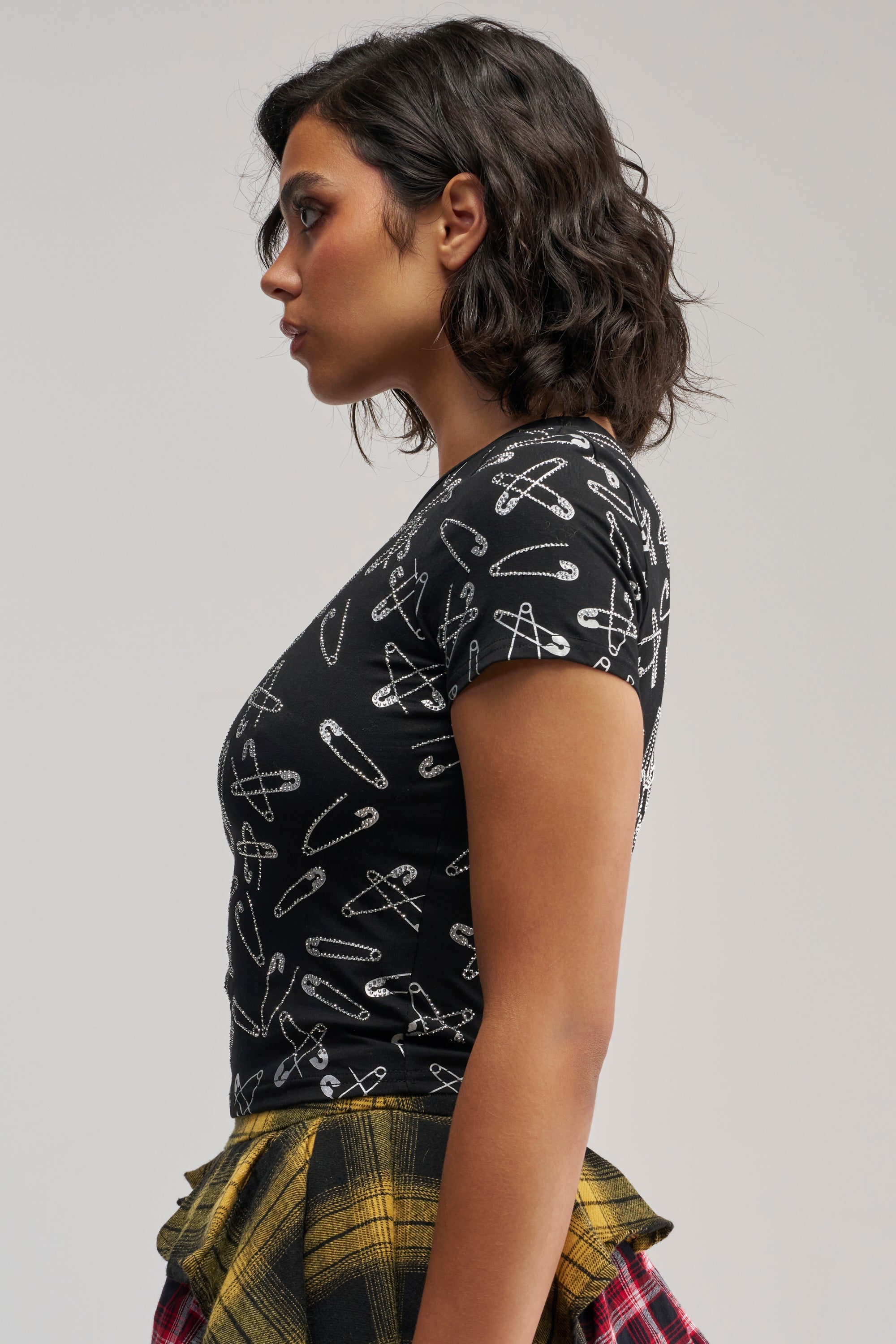 PROCEED WITH CAUTION RHINESTONE TEE