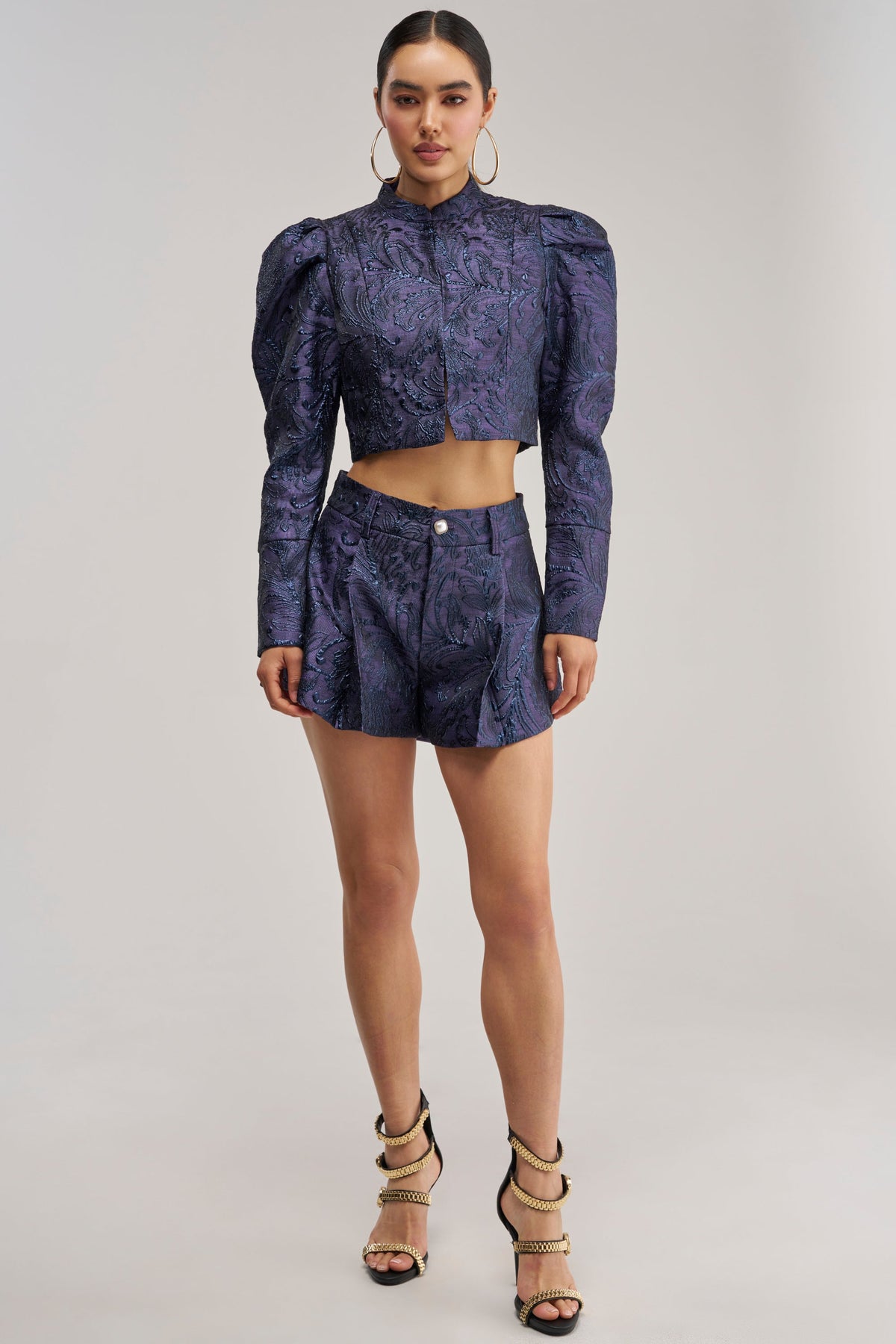 PENNY BROCADE SHORT IN NAVY