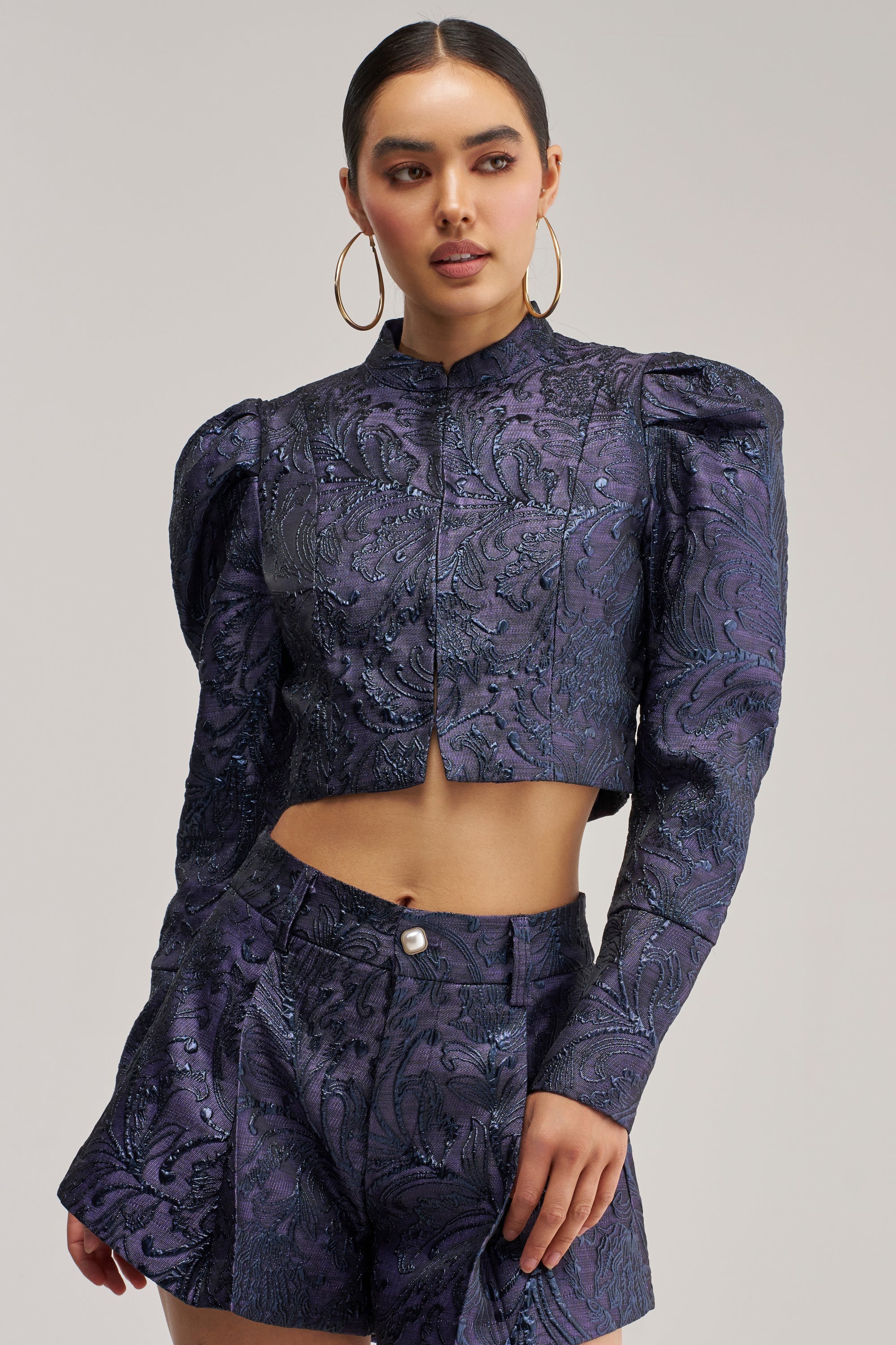 PENNY BROCADE BLAZER IN NAVY