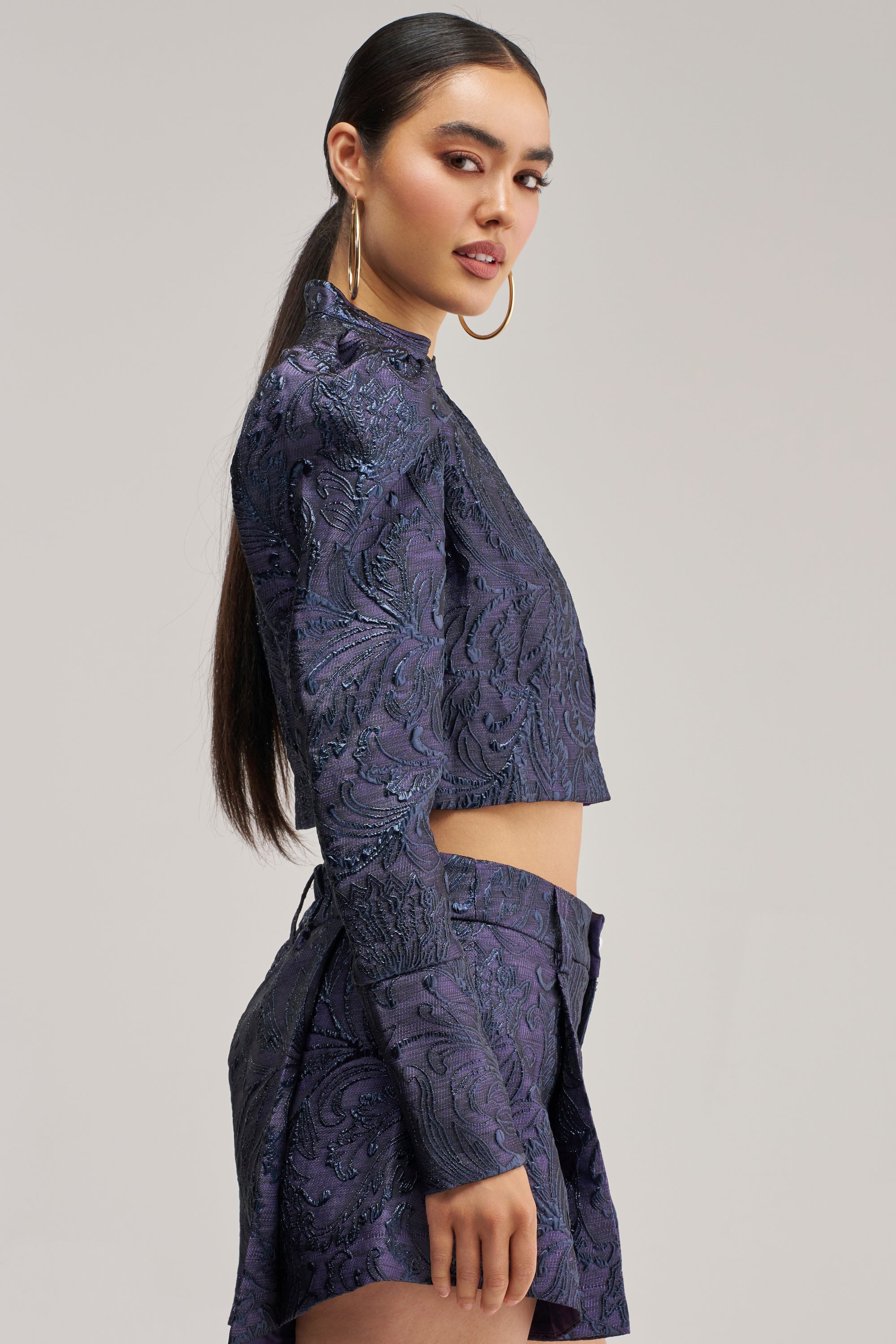 PENNY BROCADE BLAZER IN NAVY