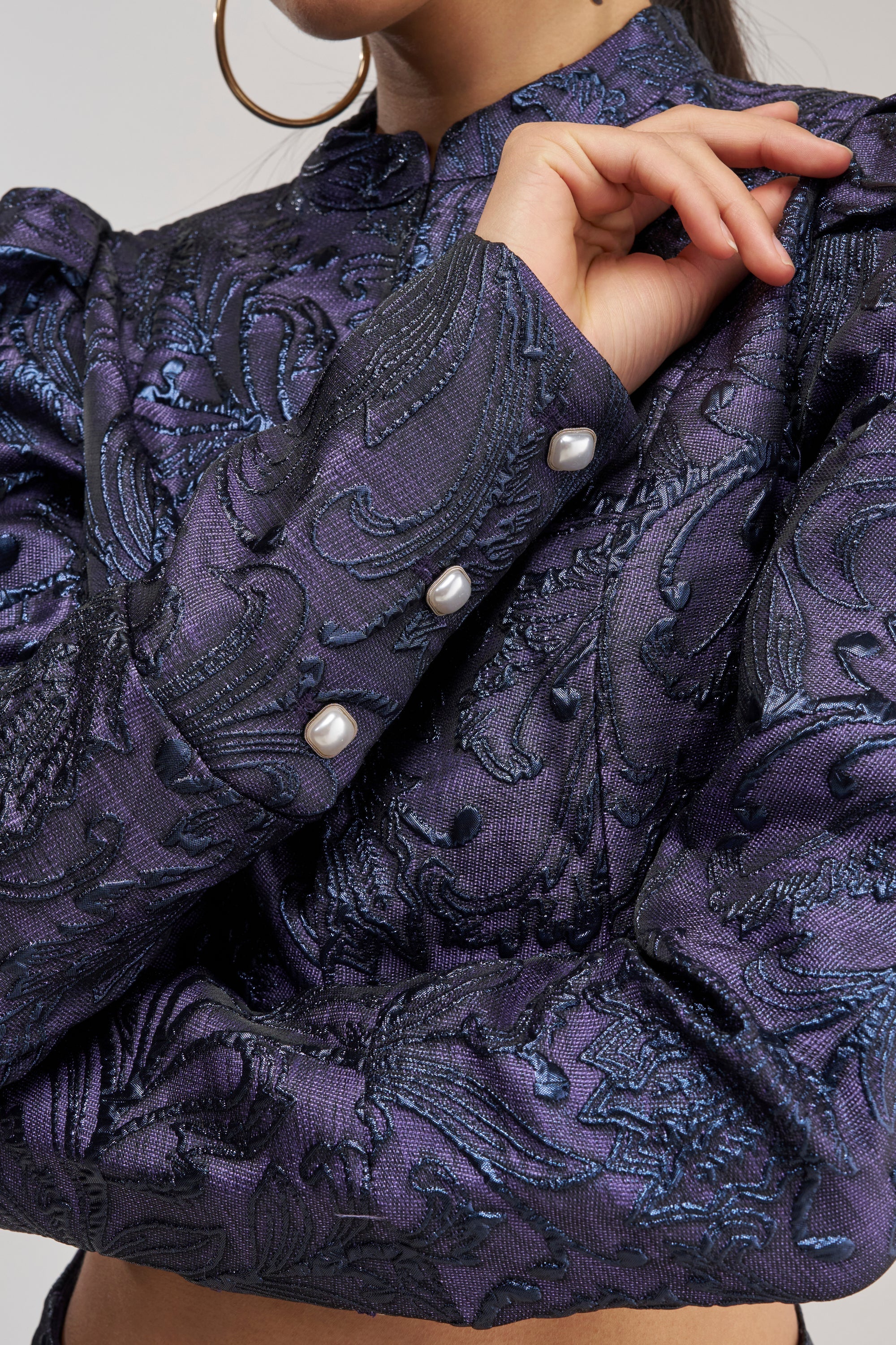 PENNY BROCADE BLAZER IN NAVY