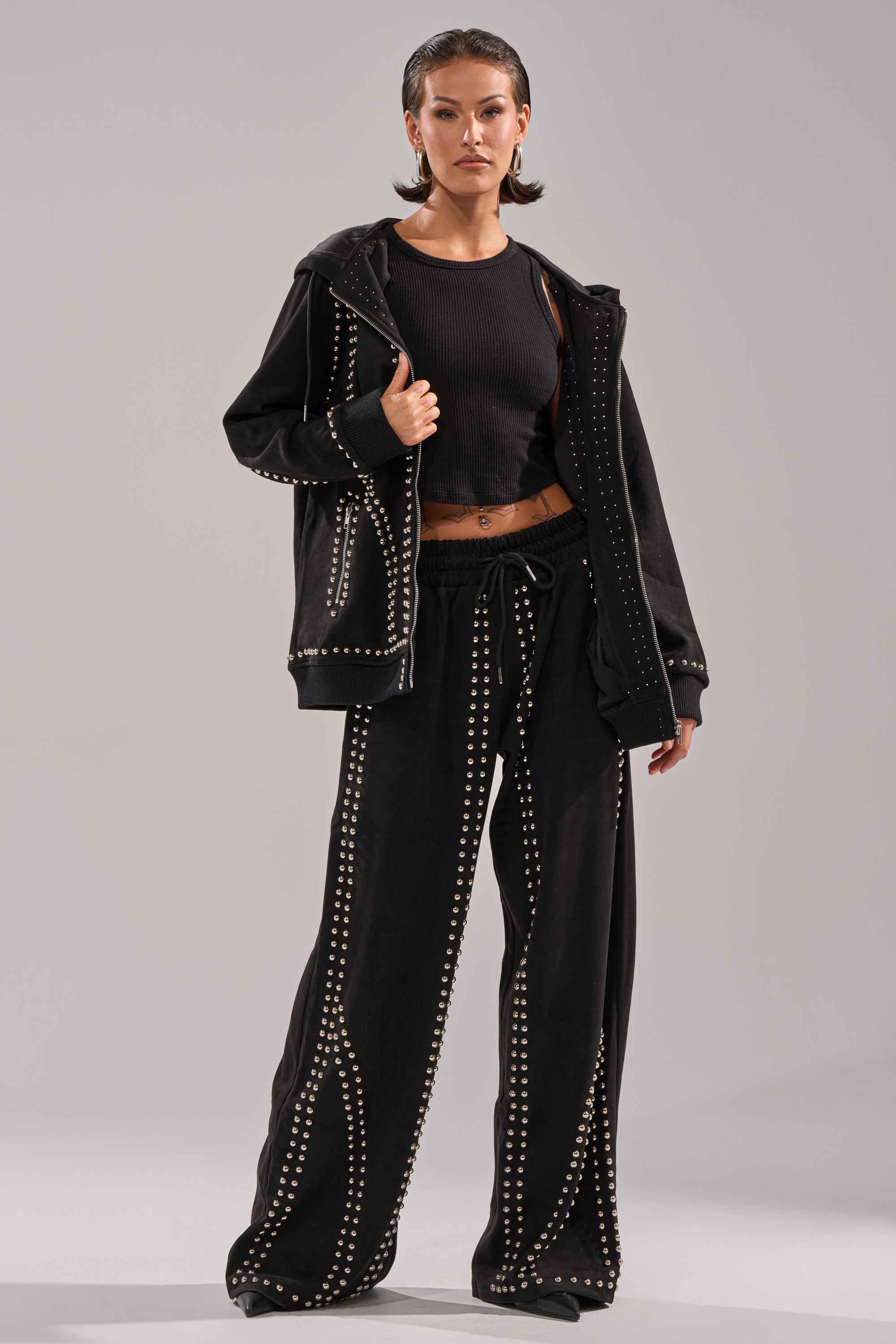 ASHLEY STUDDED WIDE LEG JOGGER