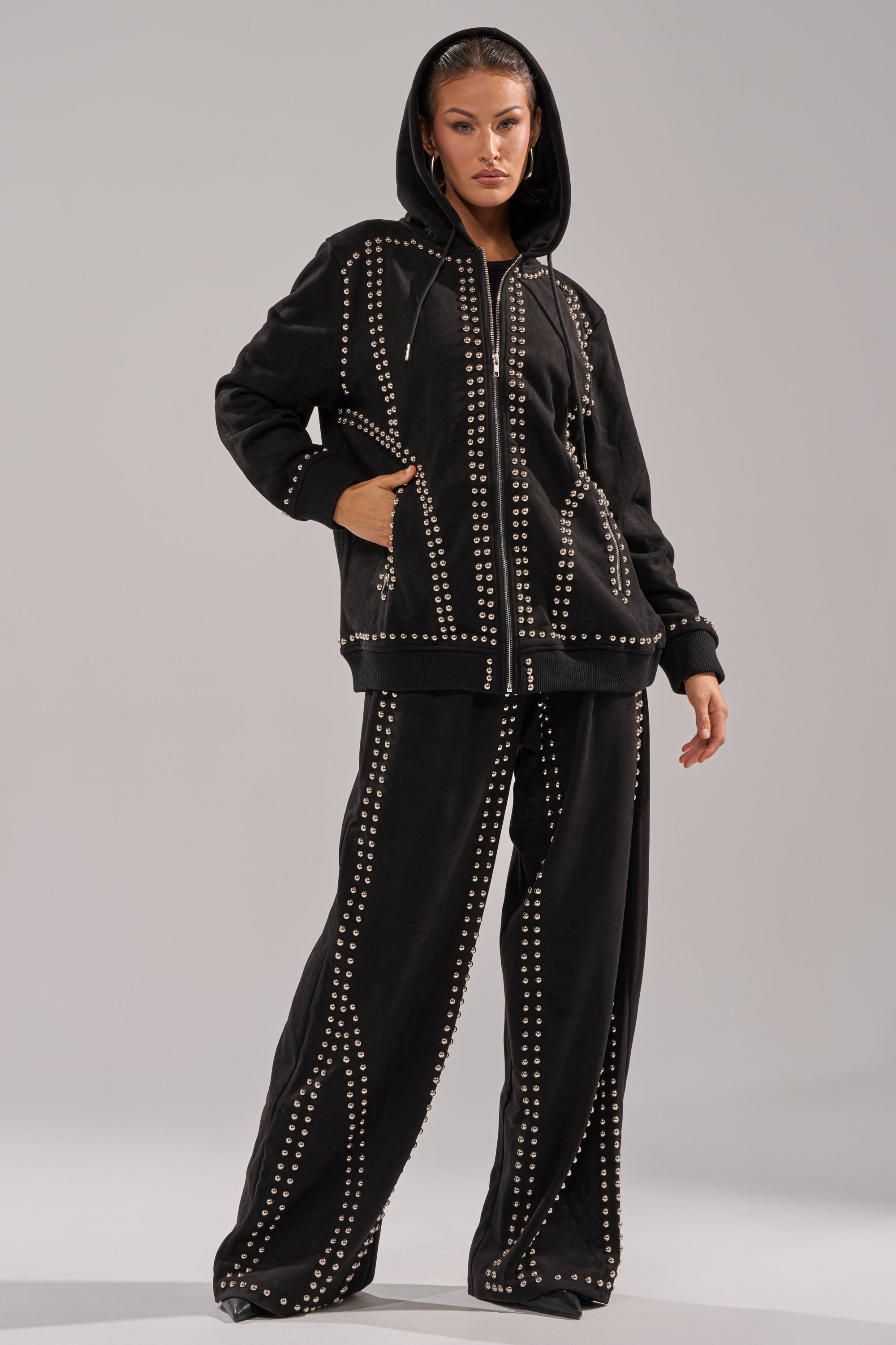 ASHLEY STUDDED WIDE LEG JOGGER
