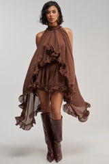 TALK TO ME CHIFFON HIGH LOW BLOUSE