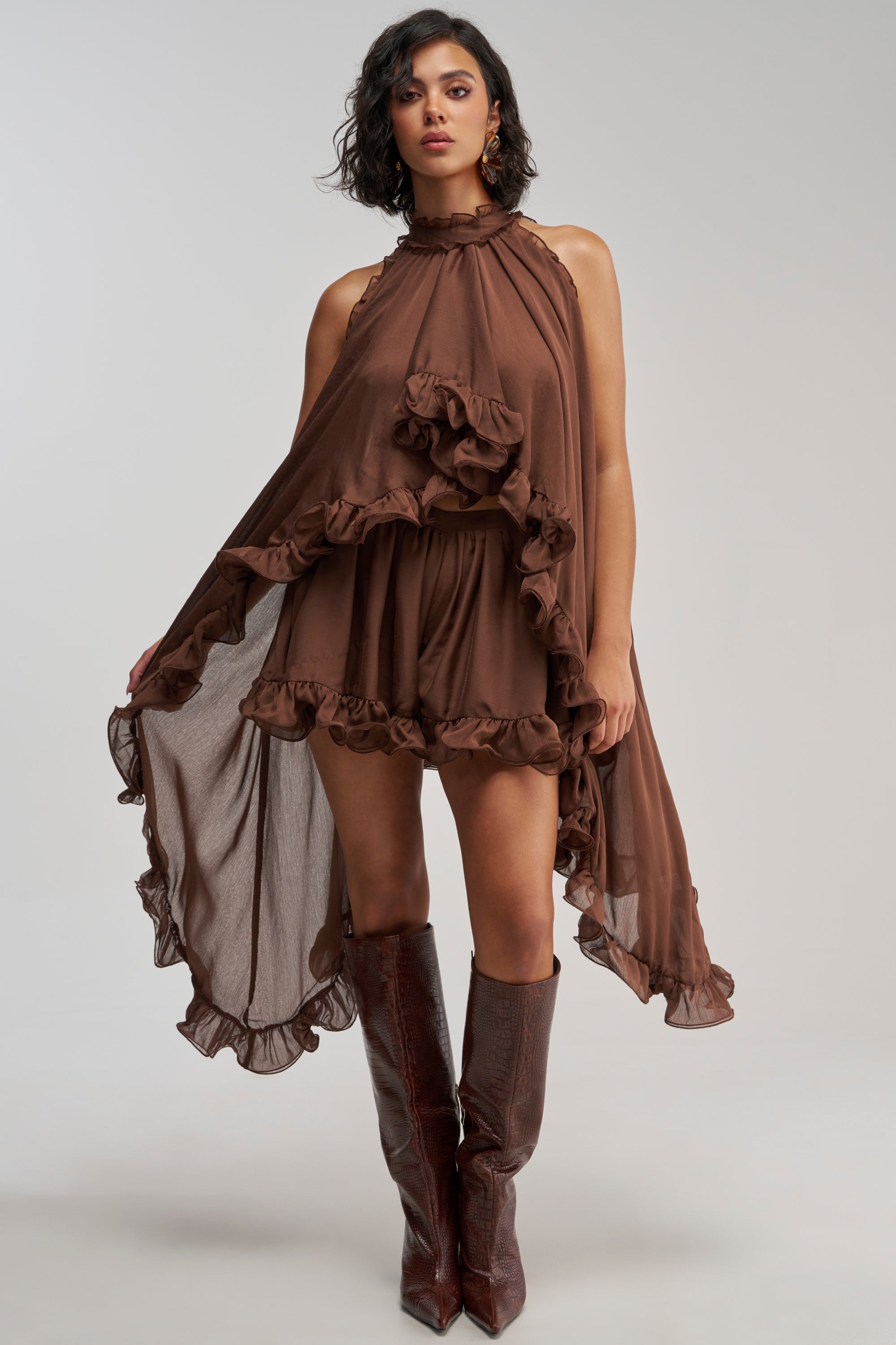 TALK TO ME CHIFFON HIGH LOW BLOUSE