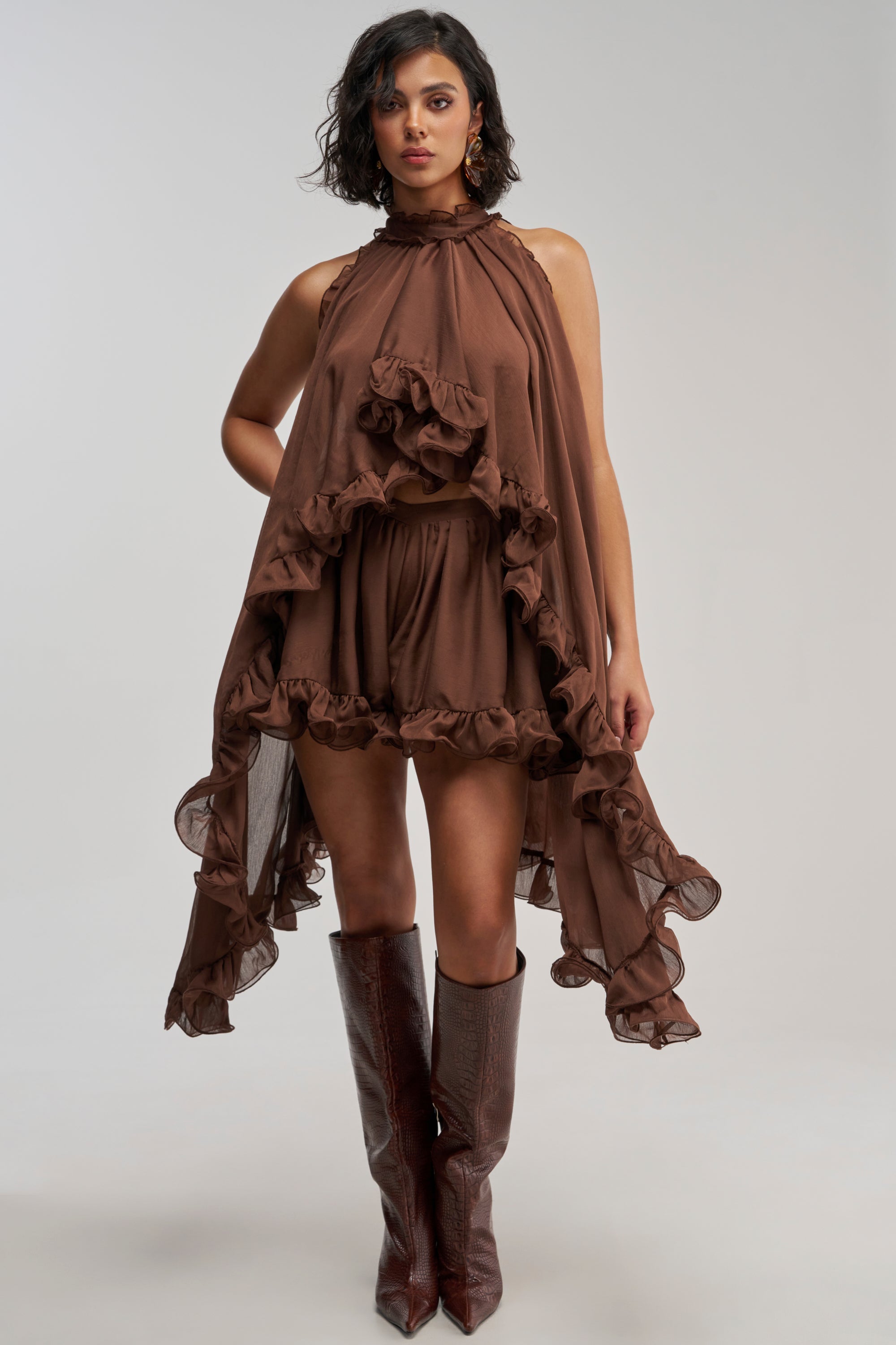 TALK TO ME CHIFFON HIGH LOW BLOUSE