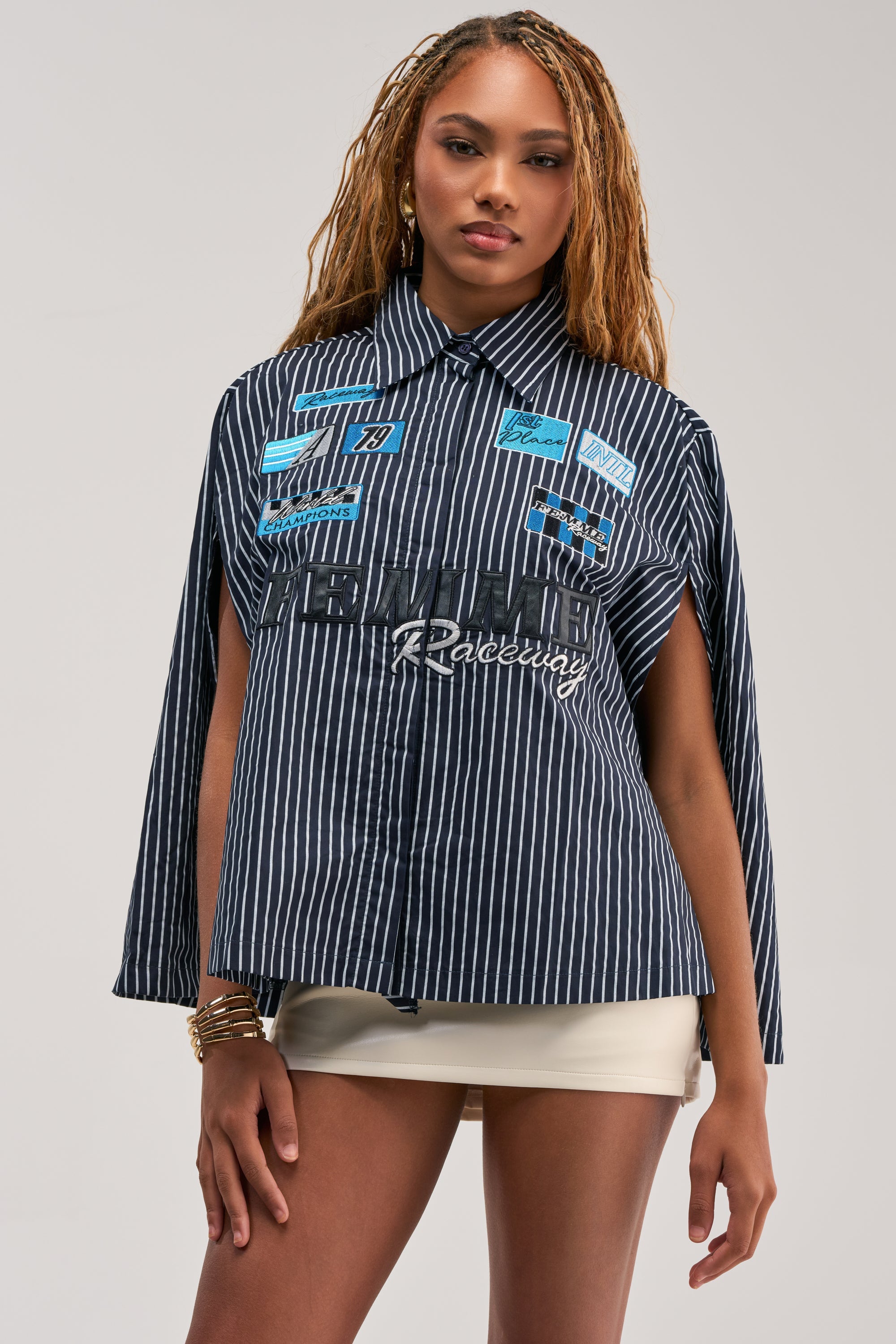 CLOCKED OUT STRIPE BUTTON DOWN