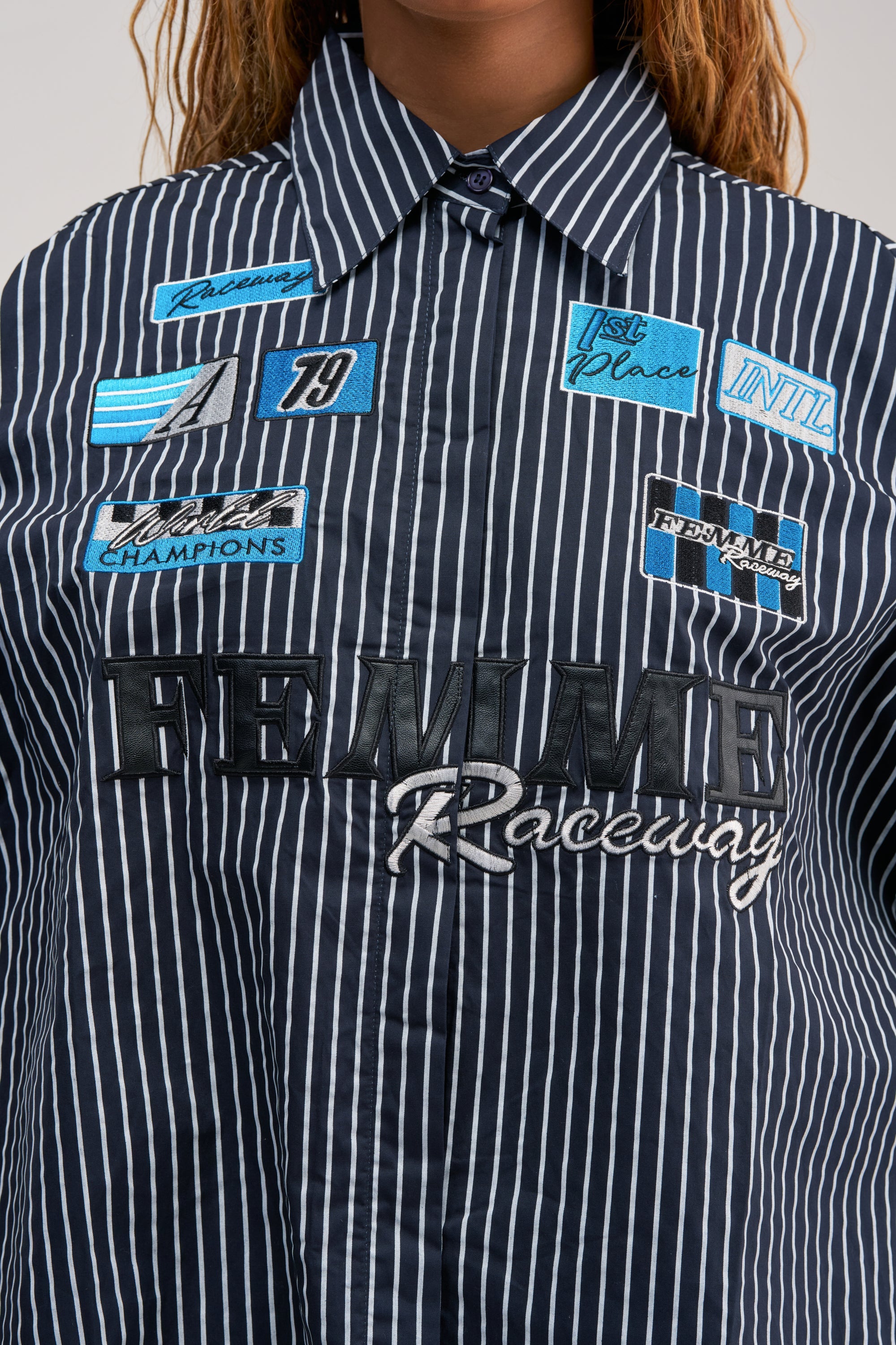CLOCKED OUT STRIPE BUTTON DOWN