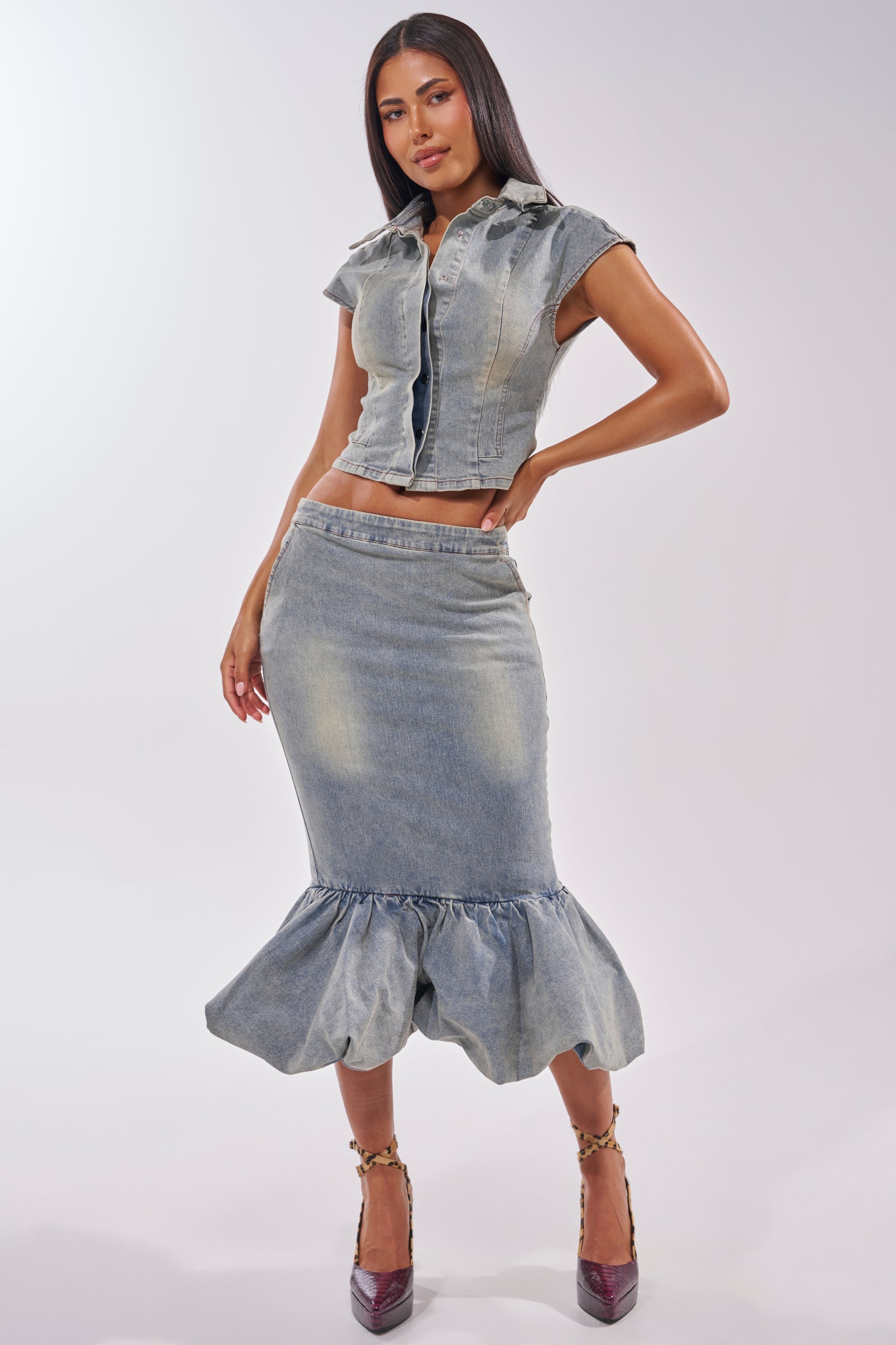 JOSIE DENIM MIDI SKIRT