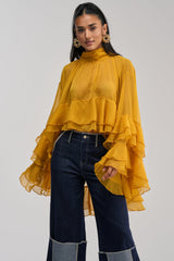MARGOT CHIFFON BLOUSE IN MUSTARD