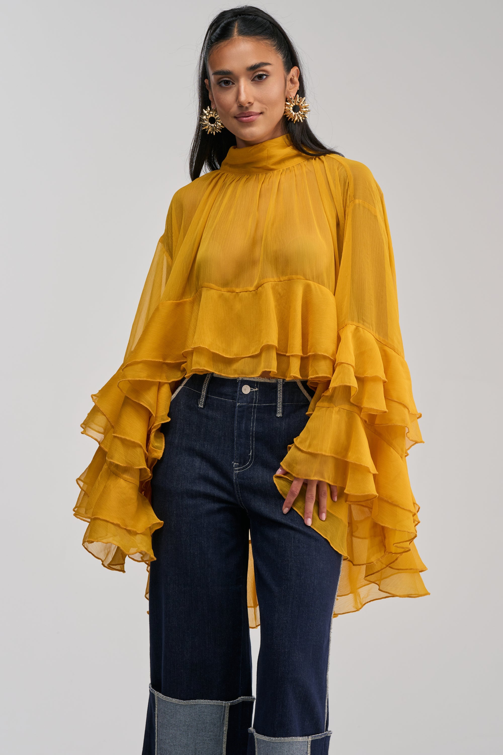 MARGOT CHIFFON BLOUSE IN MUSTARD